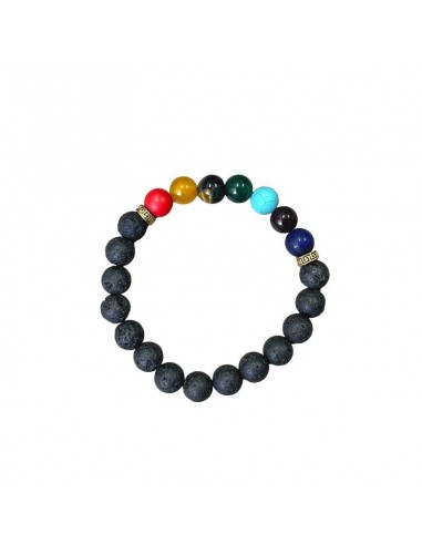 Pulsera lava volcánica y piedras 7 chakras