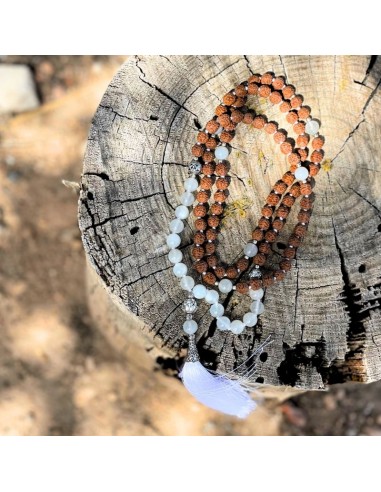 Japa Mala Piedra Luna y Rudraksha